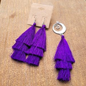 Purple Tassel Earrings & Necklace Set